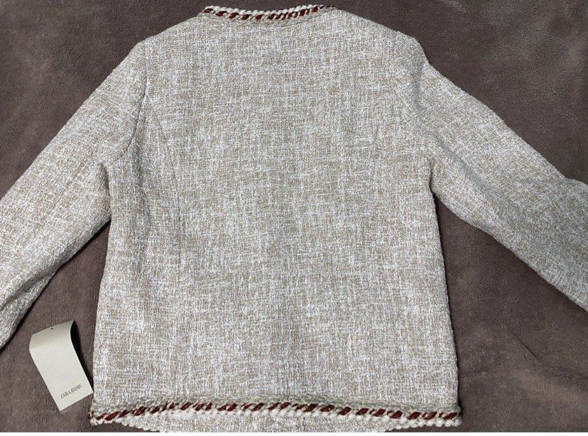 FINAL) (New) Zara Cream White with Red Gold trimmings Tweed