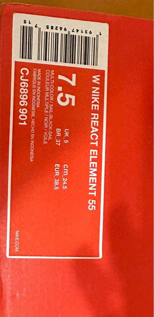 nike react element 55 （分類：波鞋）位於 Hong Kong。 由 biluku 提交（商品編號 1245897588，圖片 2）。簡介： 著過三四次 但十分新淨 連盒 。