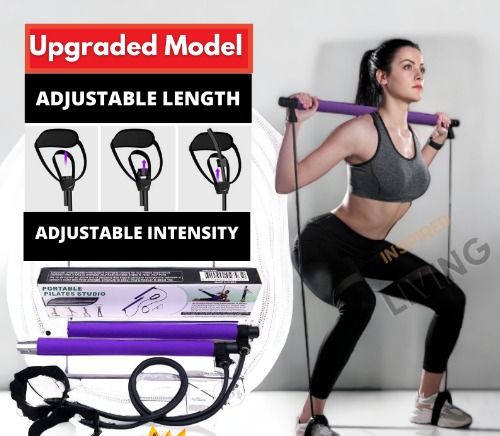 Pilates Bar Yoga Stick with Adjustable Resistance Band for Fitness Body  Abdominal Resistance Bands