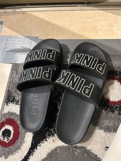 Pink black slippers