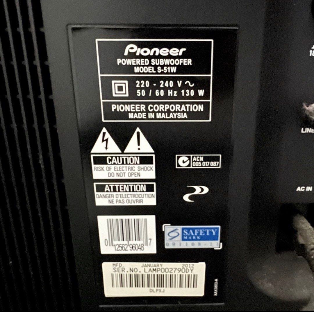 Pioneer 5+1 home theater entertainment audio sound system with sub woofer and blu ray dvd player