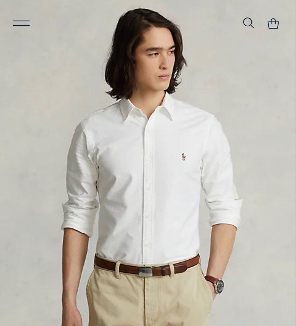 White polo button down cheap shirt mens