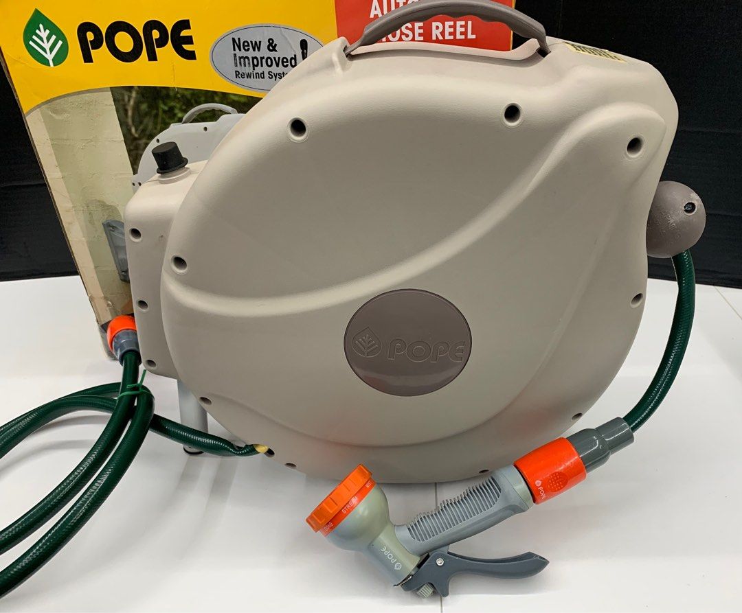 Pope 20m Auto Wind Hose Reel (No Wall Mount), Retractable Hose
