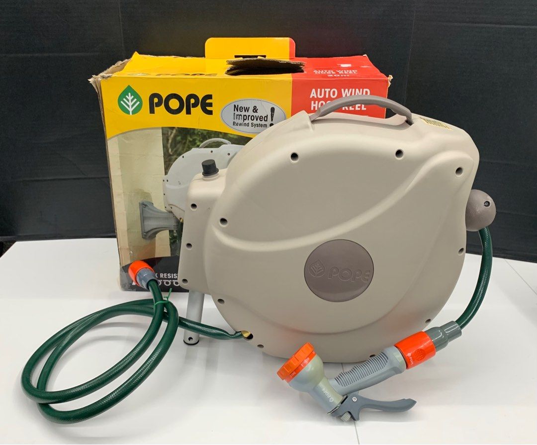 Pope 20m Auto Wind Hose Reel (No Wall Mount), Retractable Hose, Furniture &  Home Living, Gardening, Hose and Watering Devices on Carousell