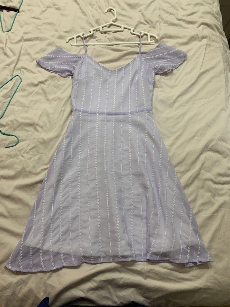 Purple cold shoulder dress hot sale