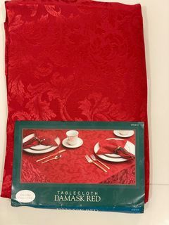 Red Damask  Christmas Tablecloth
