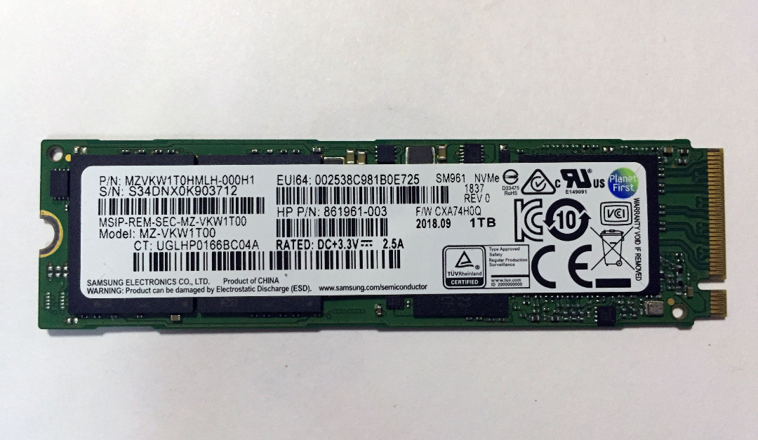 Samsung SM961 1TB NVME SSD