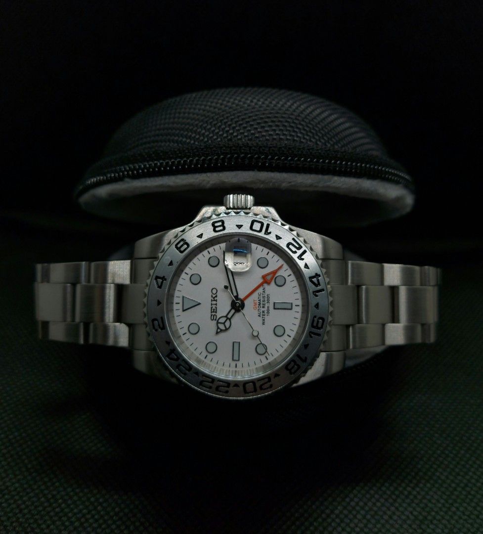 SEIKO 🔶️ [ EXPLORE 2 GMT WHITE DIAL MOD] NH34 JAPANESE MOVEMENT, AUTOMATIC  WATCH