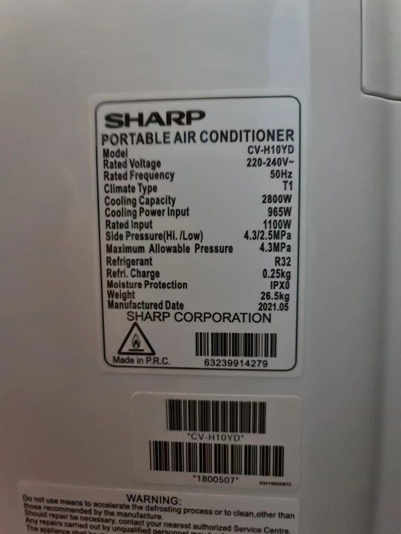 Sharp Portable Air Conditioner, TV & Home Appliances, Air Conditioners