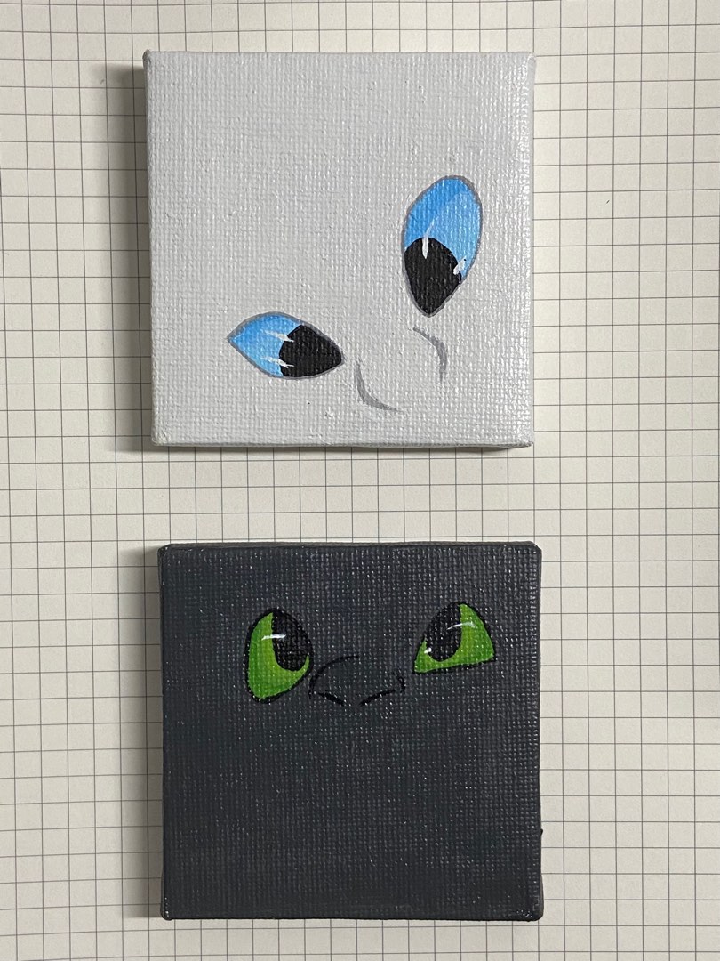 Small canvas painting how to train your dragon on Carousell