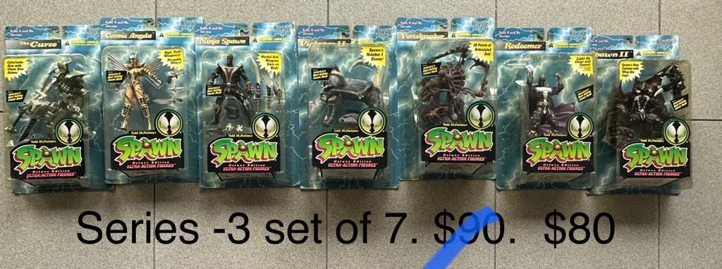 SPAWN (Category: Toy Figures) located in Singapore. Submitted by vendahansa (Listing ID 1245825537, Image 4). Description: Marked down prices as shown on photos. Offer ends Aug 2023!! No further discounts. .