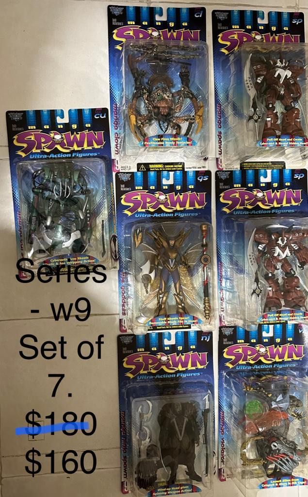 SPAWN (Category: Toy Figures) located in Singapore. Submitted by vendahansa (Listing ID 1245826610, Image 6). Description: Marked down prices as shown on photos. Offer ends Aug 2023. No further discounts!.