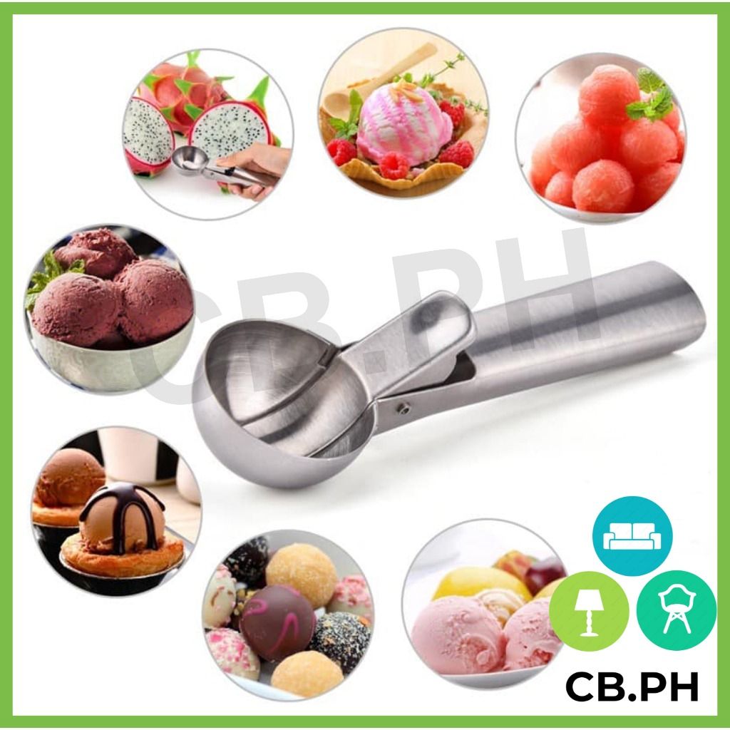 Dropship Large Ice Cream Scoop Stainless Steel Fruits Scoop Meat Baller  With Trigger Easy To Use Ice Cream Spoon Convenient Fast And Durable to  Sell Online at a Lower Price