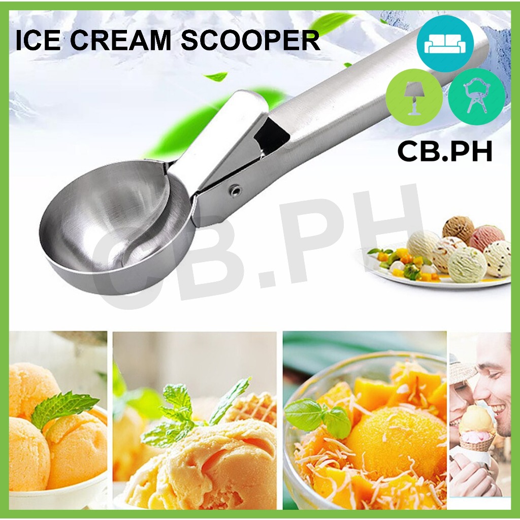 Ice Cream Scoop, Melon Spoon, Stainless Steel Spoon, Ice Cream Digger Spoon  With Trigger, Dough Scoop, Reusable Melon Spoon, Washable Dessert Spoon For  Party Wedding For Restaurant Home, Kitchen Gadgets, Chrismas Halloween