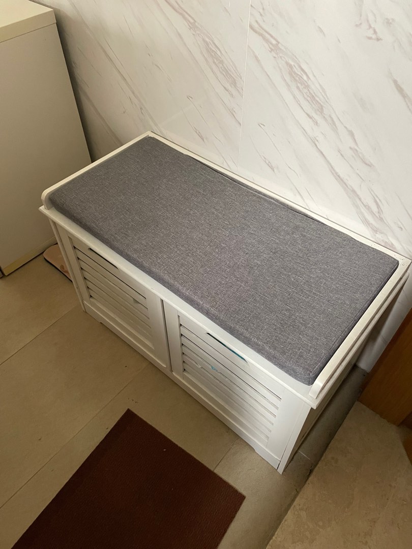 Storage box with seat and cushion, Furniture & Home Living, Outdoor