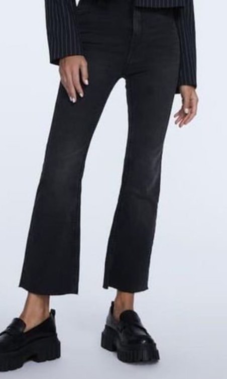 Stradivarius crop flare jeans in black