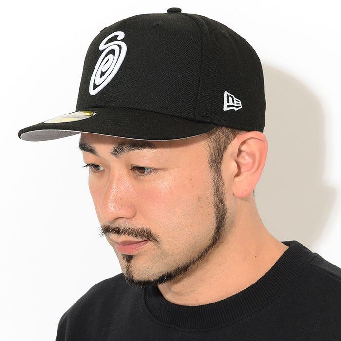 Stussy new era Curly S 59FIFTY 7 3/8 白黑, 他的時尚, 手錶及配件