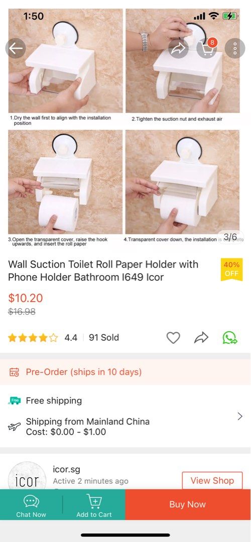 Suction toilet roll holder, Furniture & Home Living, Bathroom & Kitchen