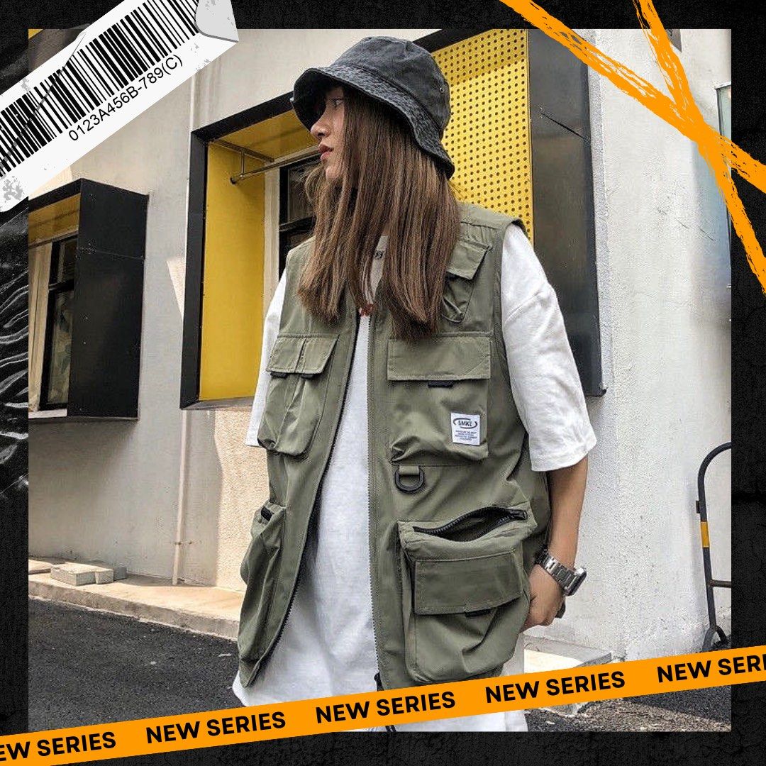 Tactical Utility Vest Raven Black Sage Green Military Jacket Vintage Retro Outerwear Hype Fashion Men Women