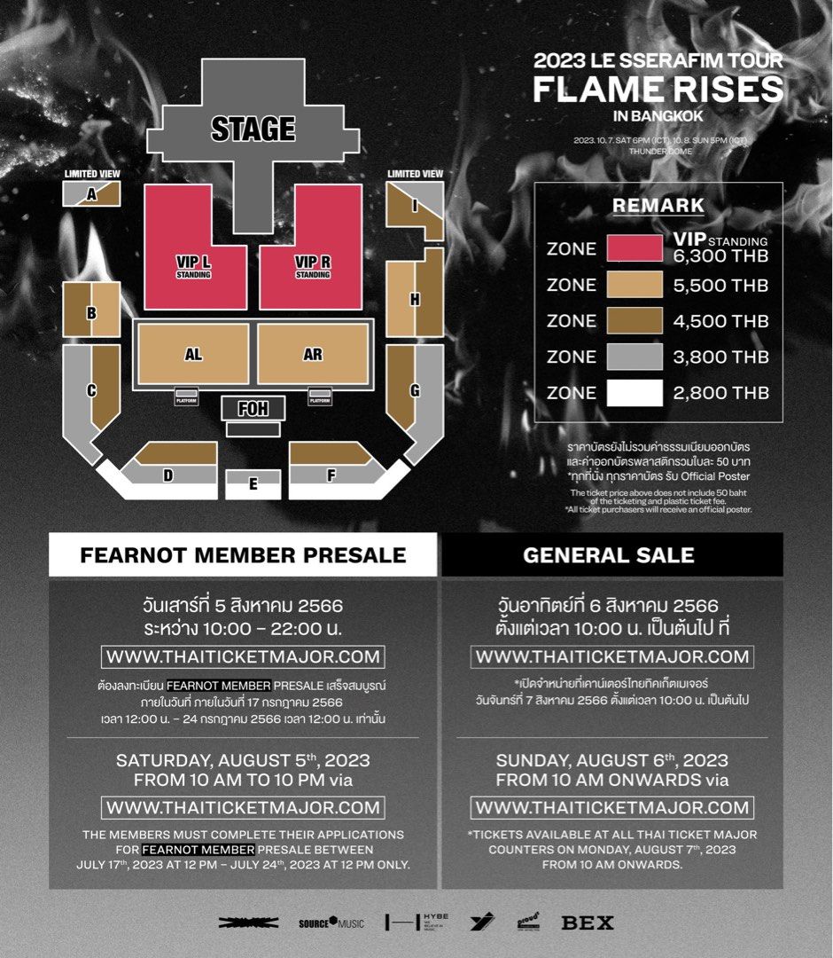 Ticketing Service LE SSERAFIM 2023 Tour Flame Rises in Bangkok