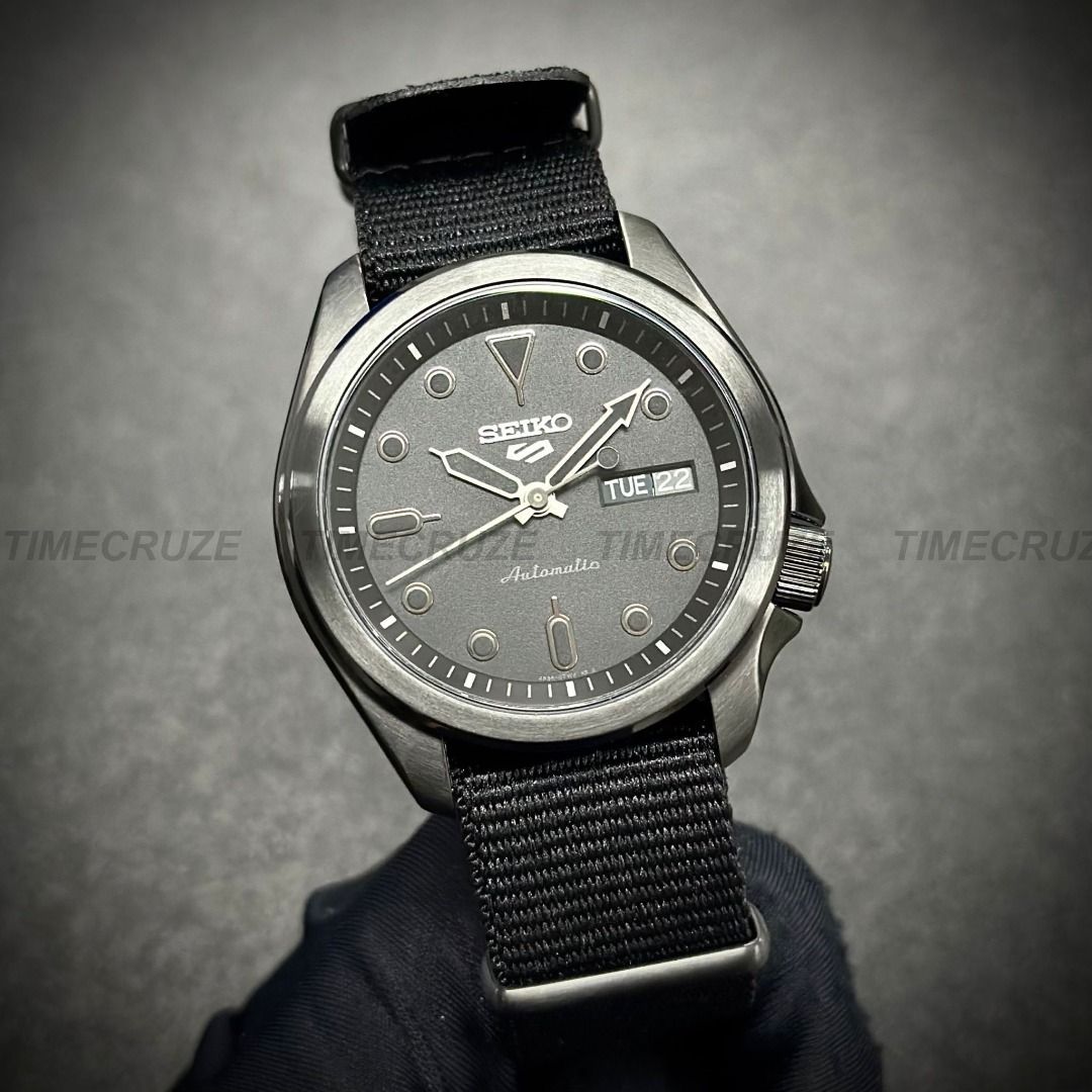 Time Cruze Seiko 5 Sports SRPE69K1 Automatic Nylon All Black