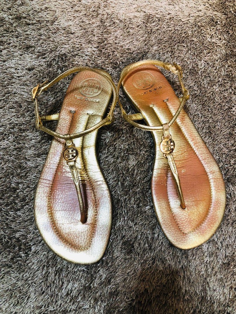 TORY BURCH EMMY METALLIC GOLD THONG SANDAL Women s Fashion