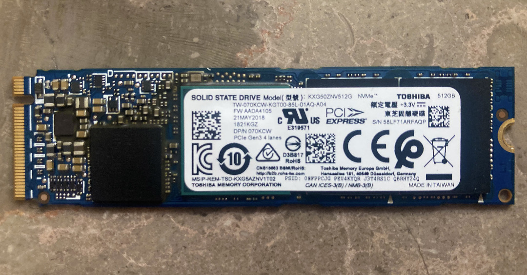 thumbnail image 2 of Genuine Dell Toshiba XG5 512GB NVMe SSD PCIe 3.0 X4 M.2 2280 - KXG50ZNV512G (Open Box) 2 of 6