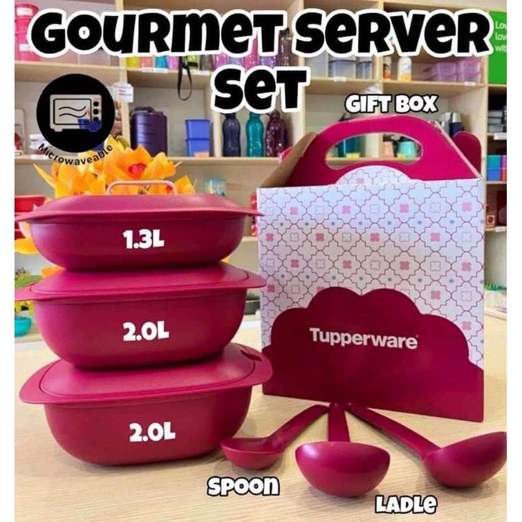 Tupperware Gourmet server set blossom purple pink, Furniture & Home