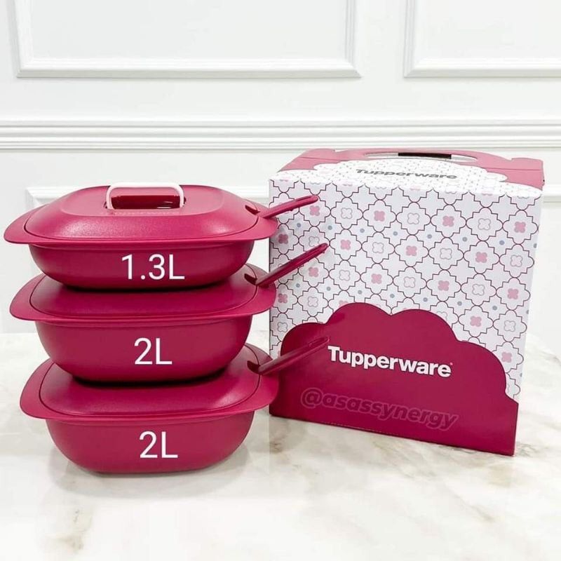 Tupperware Gourmet server set blossom purple pink, Furniture & Home