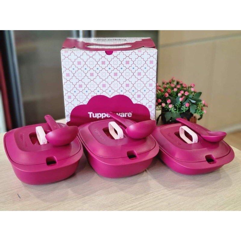 Tupperware Gourmet server set blossom purple pink, Furniture & Home