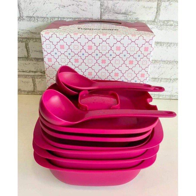 Tupperware Gourmet server set blossom purple pink, Furniture & Home