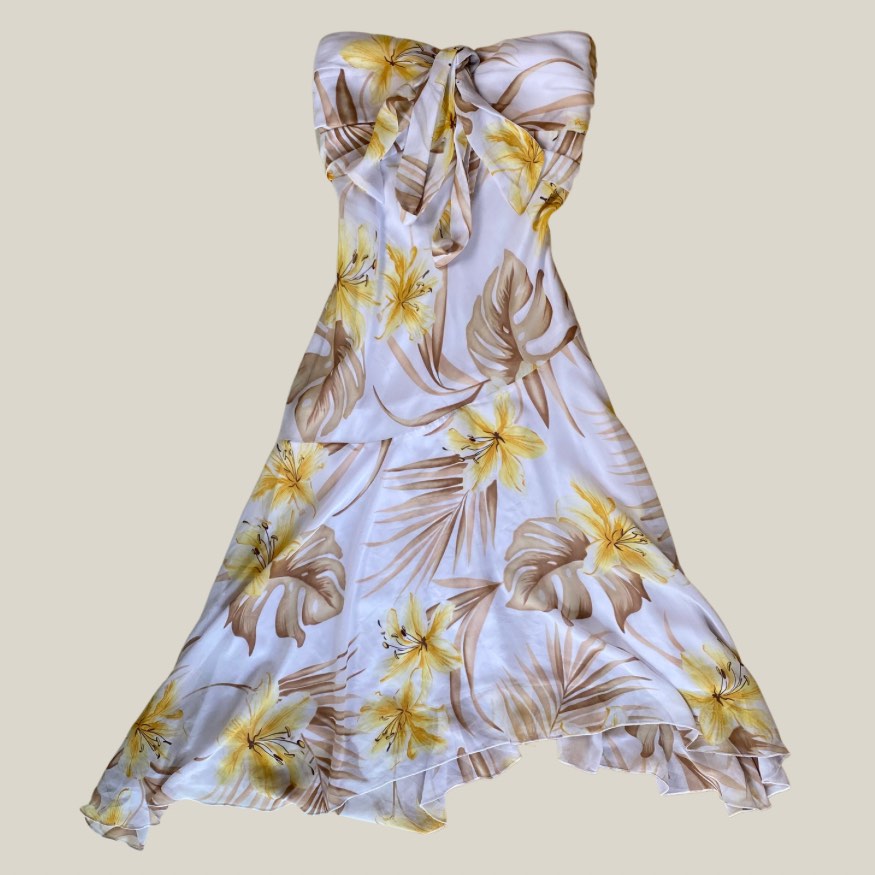 center gathered flower tube dress