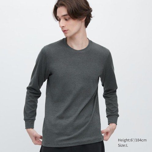 Uniqlo heattech crew neck long sleeve Men s Fashion Tops Sets
