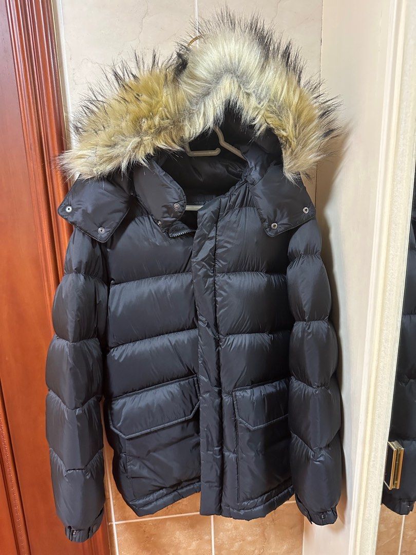 Uniqlo coat store with fur hood