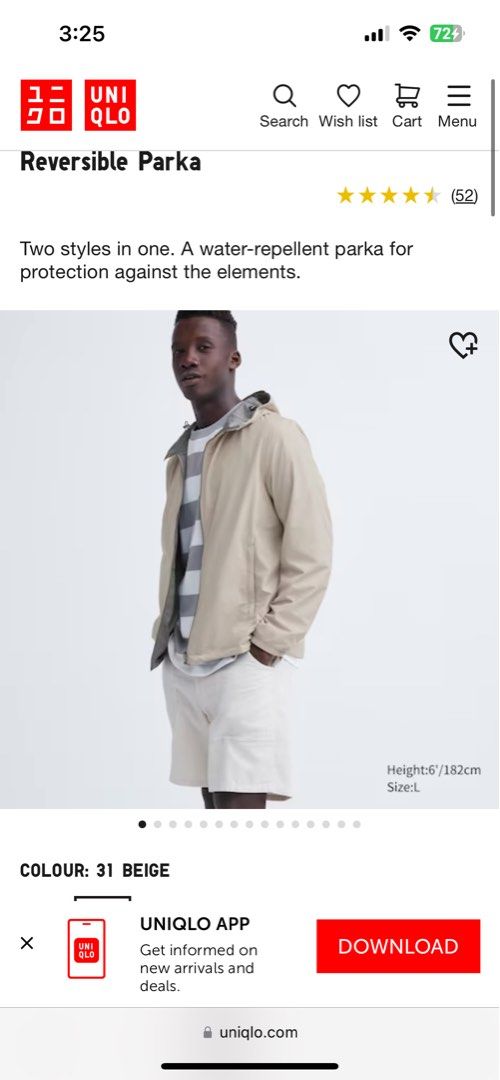 Uniqlo reversible parka Men s Fashion Tops Sets Hoodies on