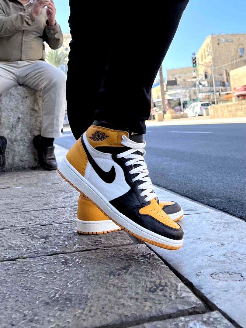 US9] Air Jordan 1 High Yellow Toe / Taxi, Men's Fashion, Footwear ...