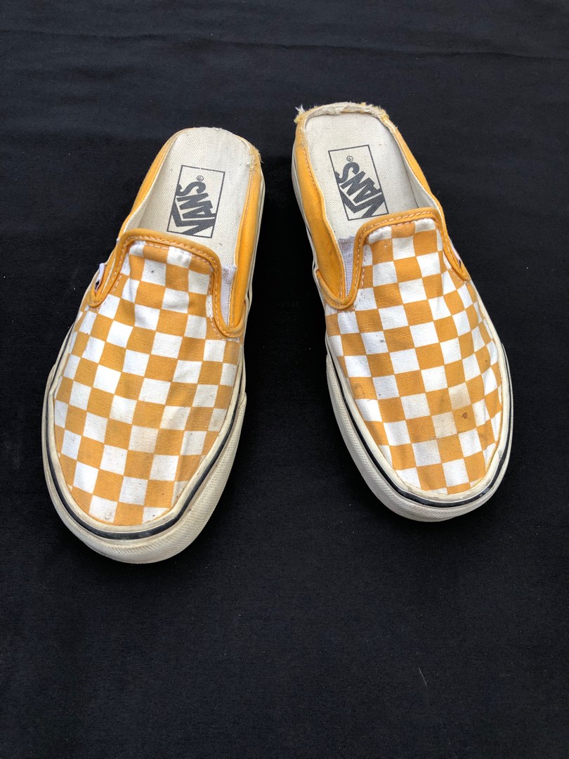 Vans Checkerboard Slip On Mule Yellow Men s Fashion Footwear