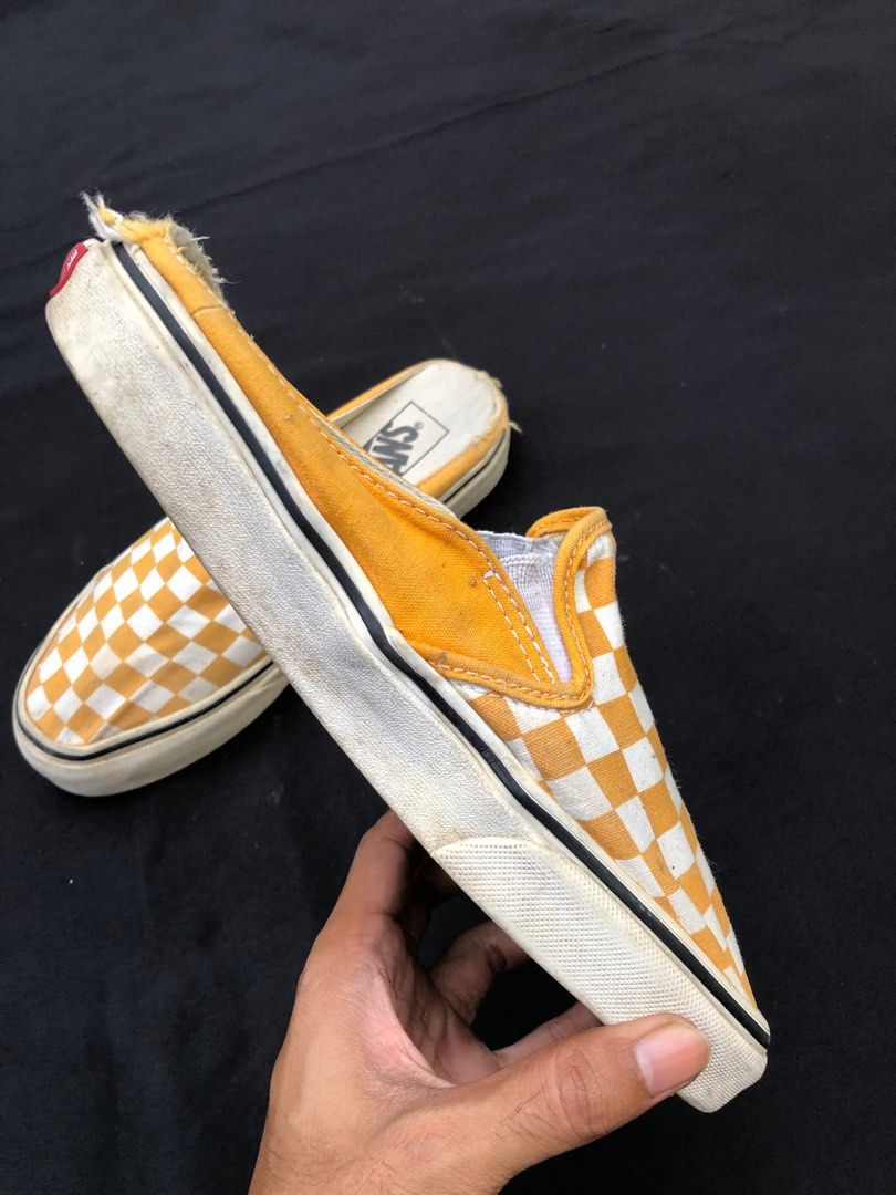 Vans checkerboard slip on yellow clearance