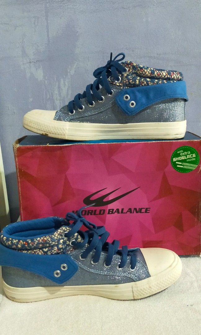 World balance high cut glitter blue sneakers on Carousell