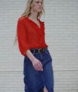 Zara red semi-sheer chiffon blouse / coat62976716350338118