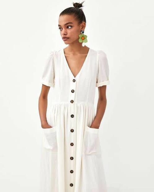 Zara linen button down dress Clearance