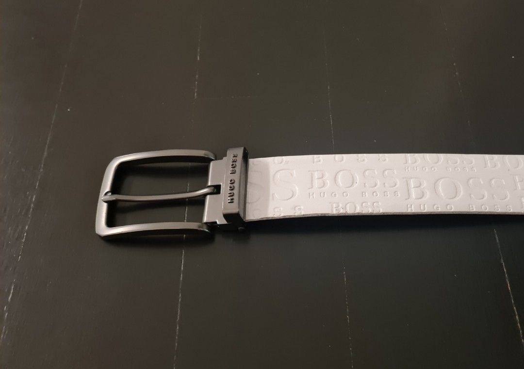 100 Original Hugo Boss White Leather Belt Size 85