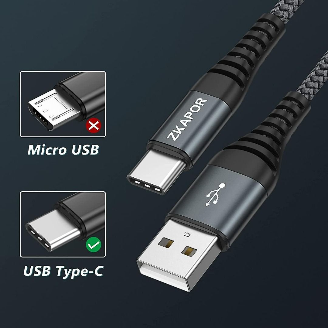 2373) USB TYPE C CABLE, ZKAPOR [2PACK 2M] NYLON BRAIDED USB C HIGH