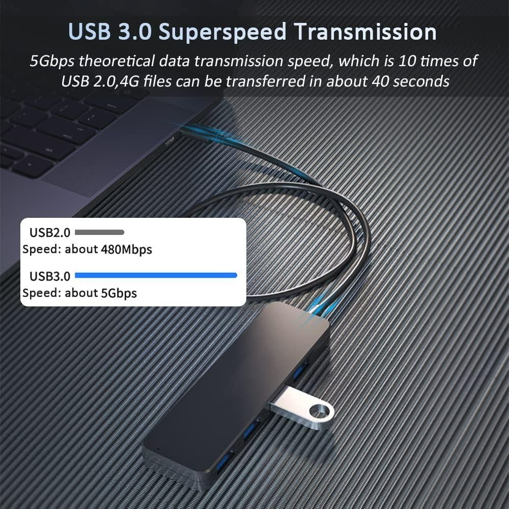 USB 3.0 Hub for Laptop, VIENON 4-Port Portable USB Hub USB Splitter USB  Expander for for MacBook, Mac Pro, iMac, Surface Pro,XPS, PS5, PC, Flash