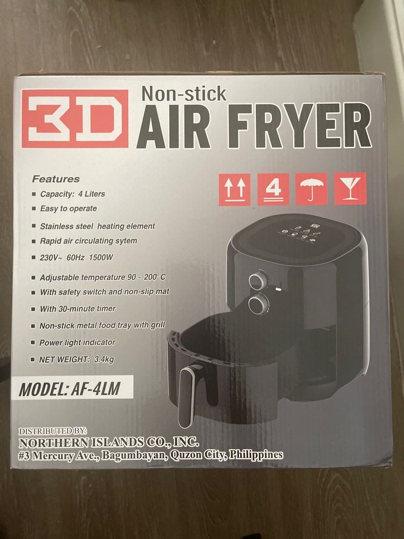 3D AF-4LM 4 Liters Non-stick Air Fryer Cream White - Ansons