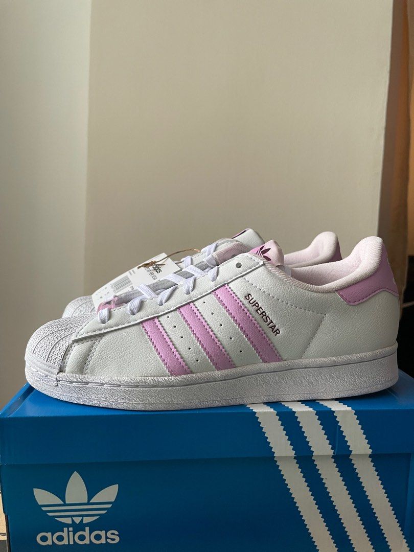 Superstar with pink shop stripes