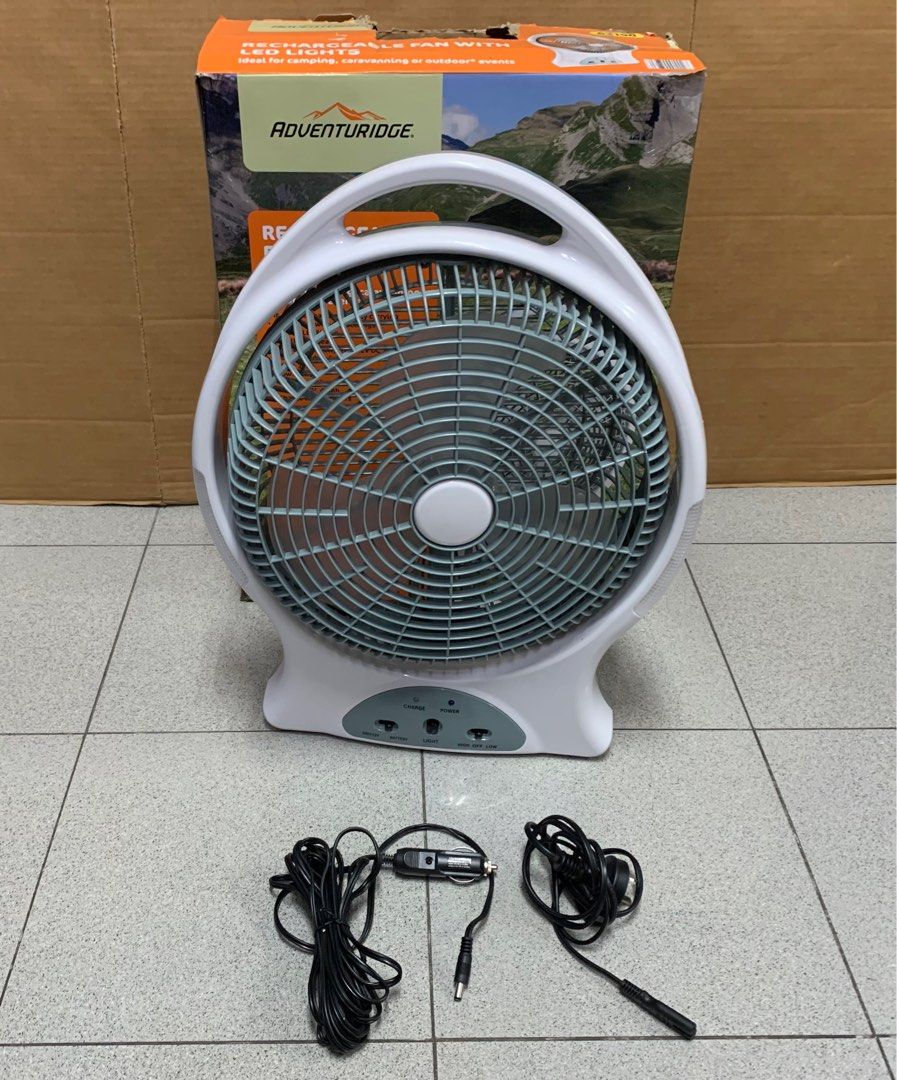 Adventuridge Rechargeable Fan with LED Lights, Furniture & Home Living