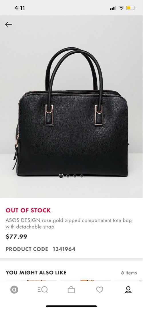 Asos design rose gold zipped compartment tote bag with detachable strap new arrivals