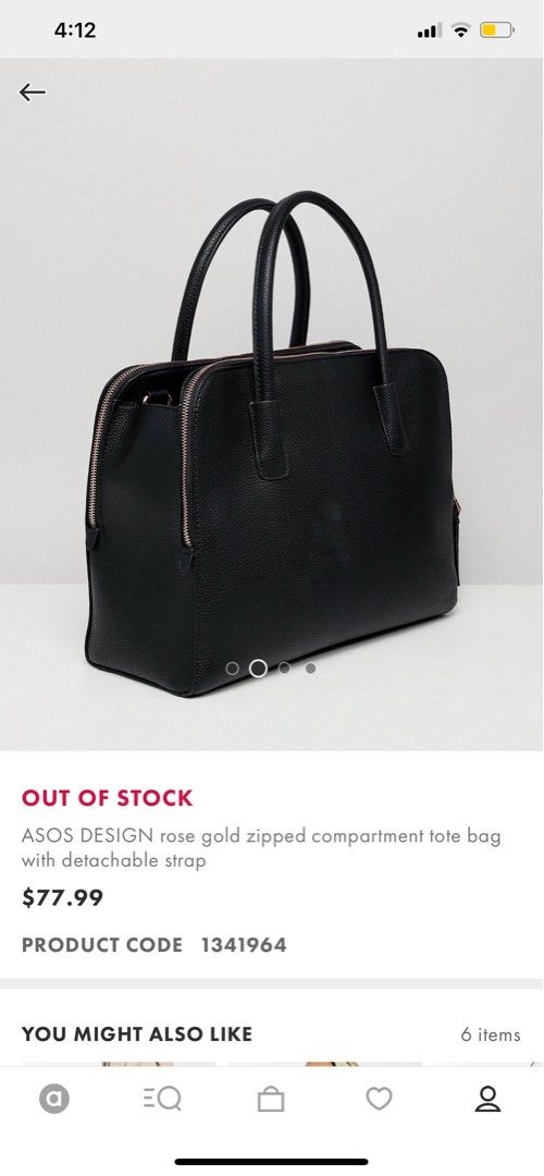 Asos design rose gold zipped 2025 compartment tote bag with detachable strap