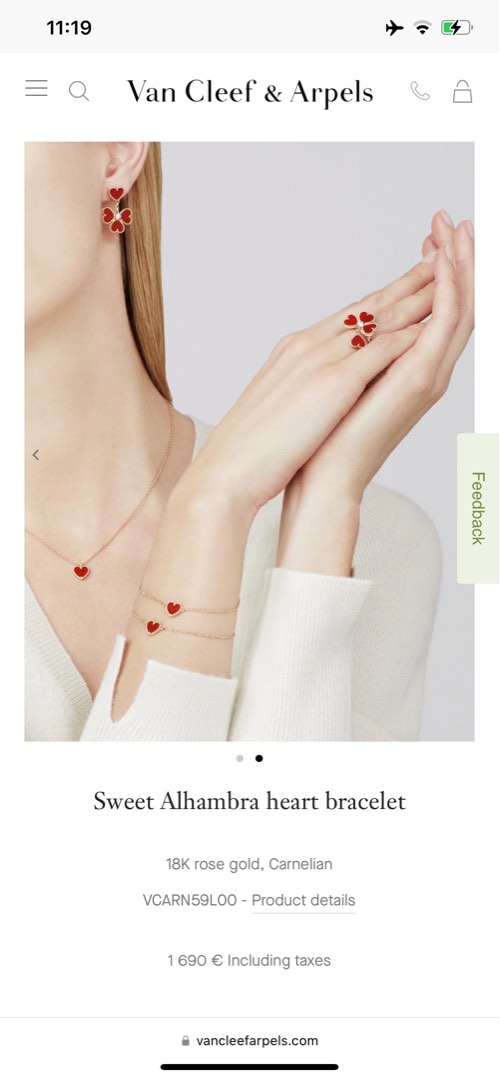 Auth Van Cleef and Arpels Sweet Alhambra heart bracelet Women s